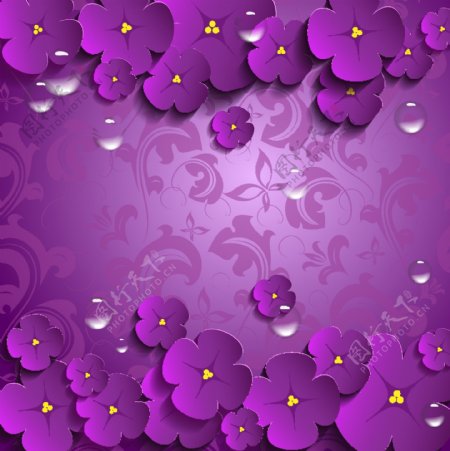 紫色剪纸小碎花
