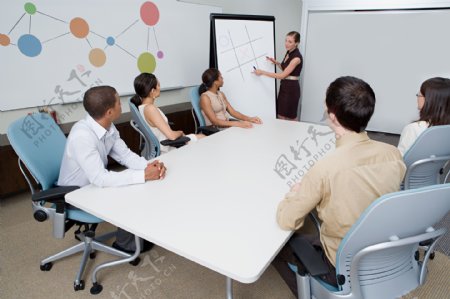 会议室开会的商务男女图片