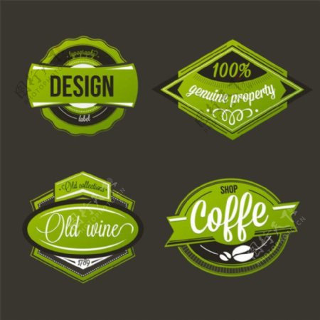 绿色咖啡标签图片