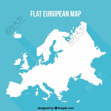 蓝色背景欧式平面地图
