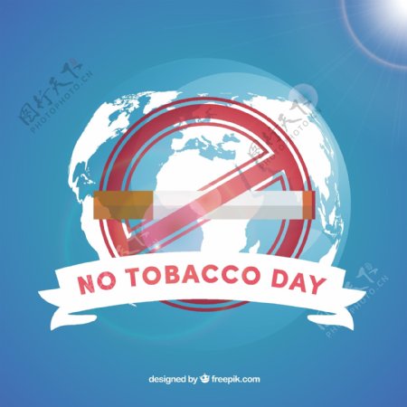 世界无烟日禁烟图标蓝色背景
