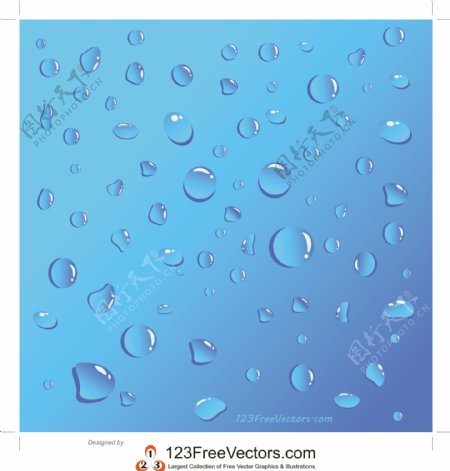 蓝色背景图像上的水滴