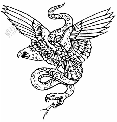 鹰猎蛇纹身图标