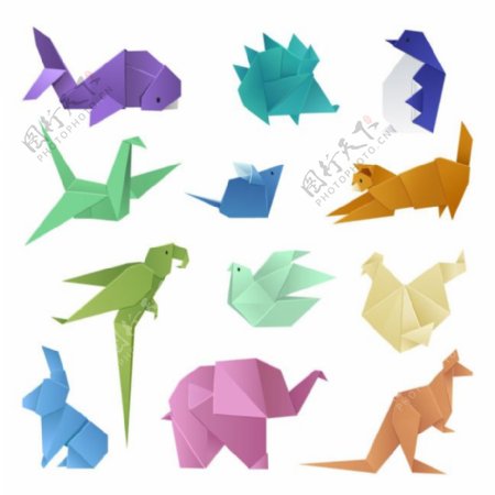 恐龙折纸效果图案矢量设计