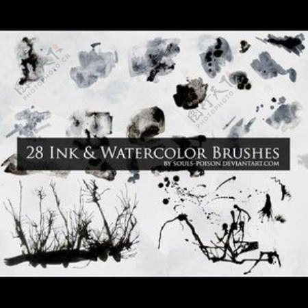 28种中国水墨画画笔效果笔刷