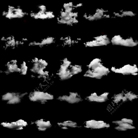 25种真实白云云彩天空云朵效果Photoshop笔刷素材下载
