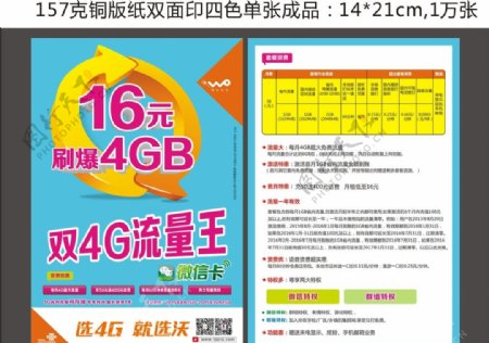 中国联通双4G流量王单张