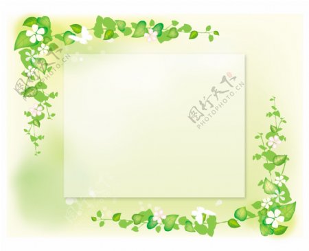 梦幻绿色花纹边框背景