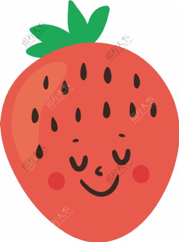 开心的草莓卡通动物水果童话小孩子矢量