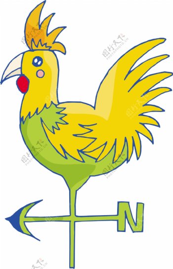公鸡路标动物卡通图