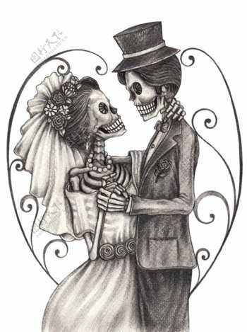 婚礼的骷髅图片