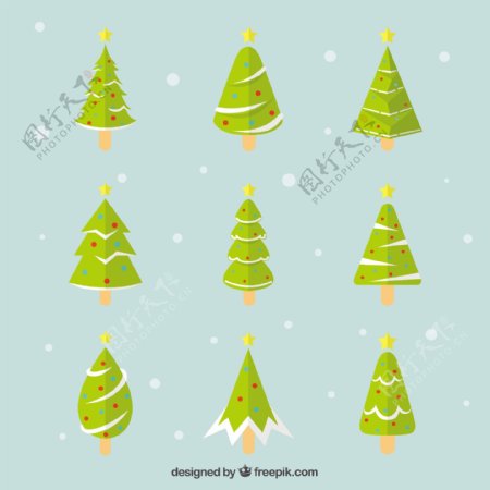 圣诞树和星星的几何包