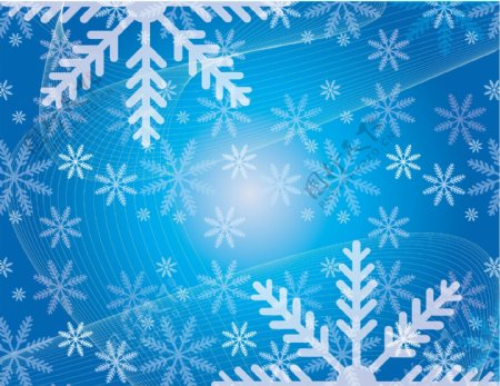 圣诞蓝色矢量背景雪花和流畅的线条