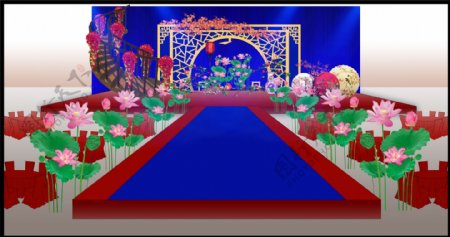 红蓝中式婚礼效果图