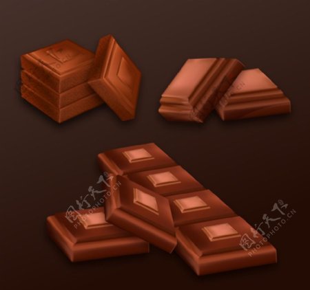 3款美味巧克力设计矢量图