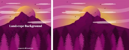 紫色背景的山脉背景