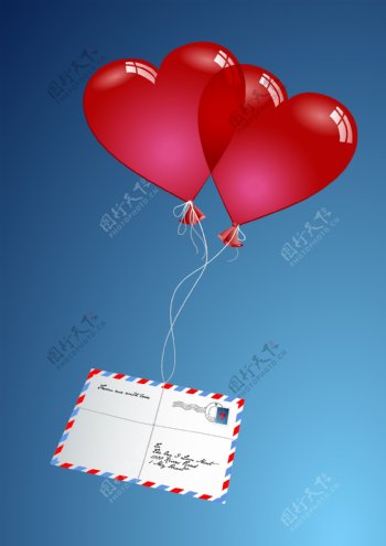 爱心气球信封