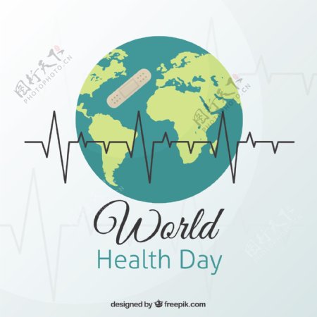世界背景与世界卫生日的创可贴