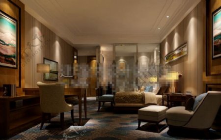 酒店客房的3D模型