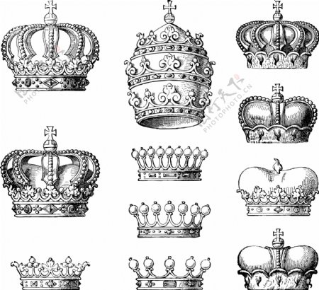 11款复古皇冠设计矢量素材