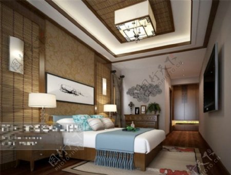 中式卧室模型客厅装饰