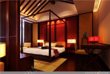 中式卧室模型