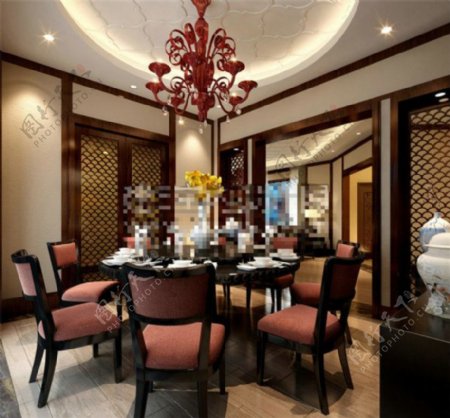 中式餐厅模型室内设计