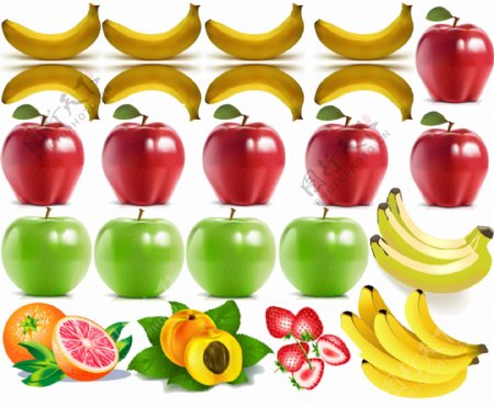 矢量图苹果香蕉水果