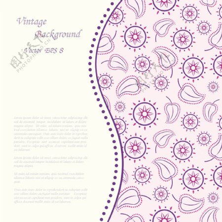 紫色素雅花朵图案背景矢量素材下载