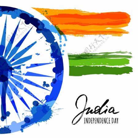 印度独立日水彩广告背景矢量素材下载