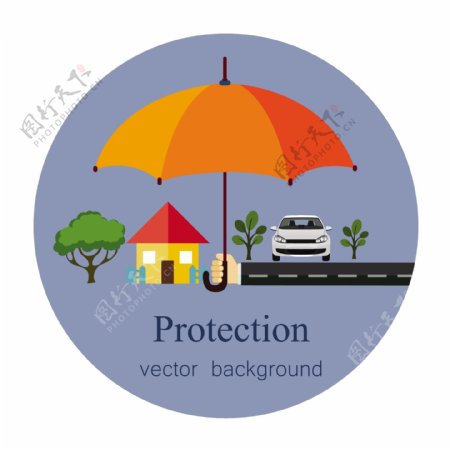 产权保护概念背景设计与保护伞自由向量