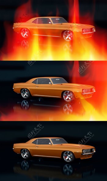 火焰与轿车图片