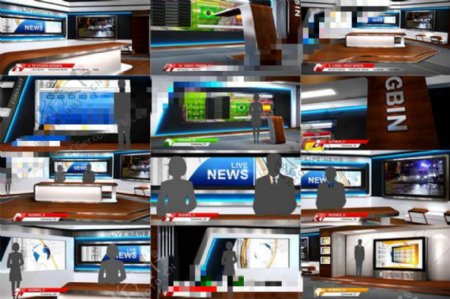 以电视新闻虚拟播报厅为主题AE模板