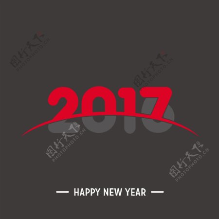 新年快乐2017灰色和红色背景