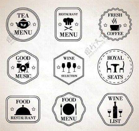 简洁餐厅标签矢量图片