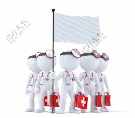 白色3D小人医疗团队图片