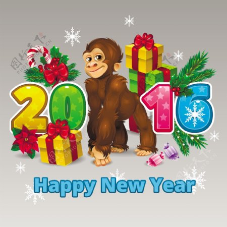 2016可爱猴子矢量素材