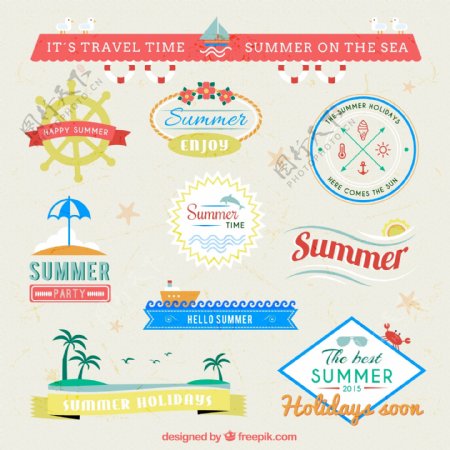 10款夏日假期标签矢量图