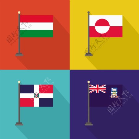 匈牙利格陵兰多明尼加共和国和福克兰群岛旗帜
