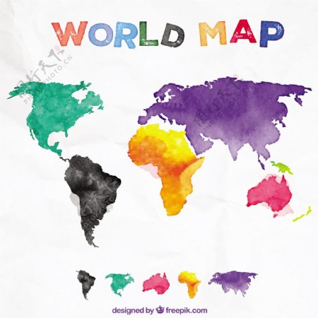 水彩的世界地图