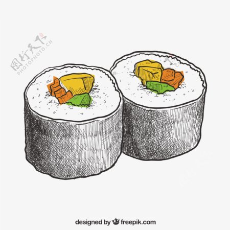 手绘的寿司