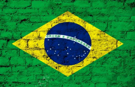 涂在墙上的巴西国旗