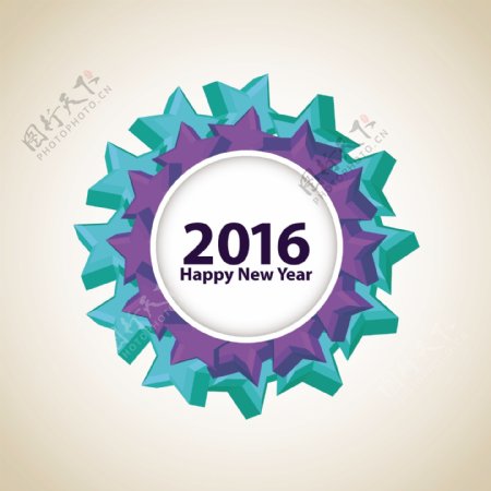 圆环形的2016新年快乐背景