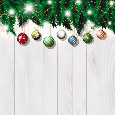 圣诞装饰品在白木的背景