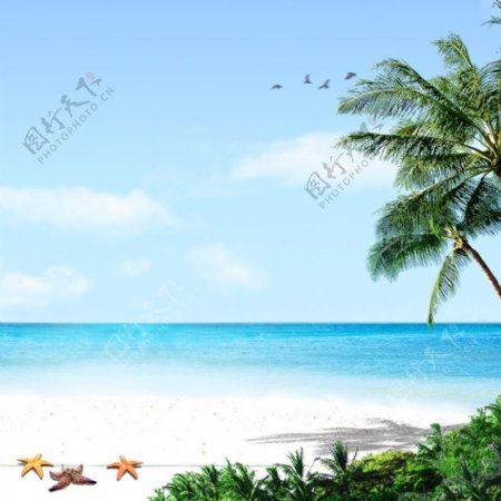 夏威夷风情海边美景背景图