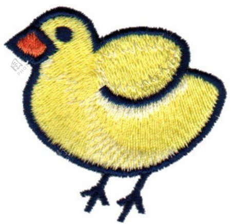 绣花动物小鸡色彩黄色免费素材