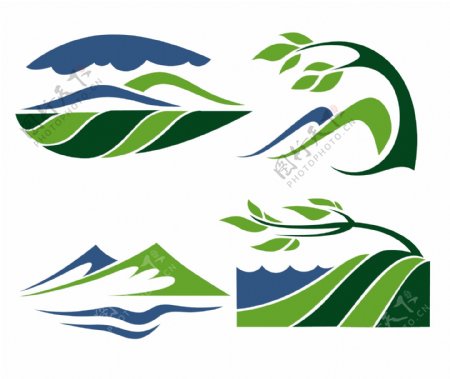 绿色山川树木logo