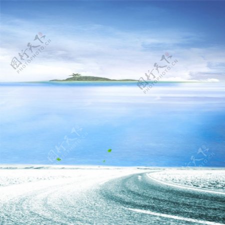 蓝色浪漫沙滩淘宝主图背景