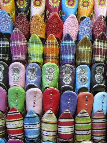 摩洛哥的工艺拖鞋