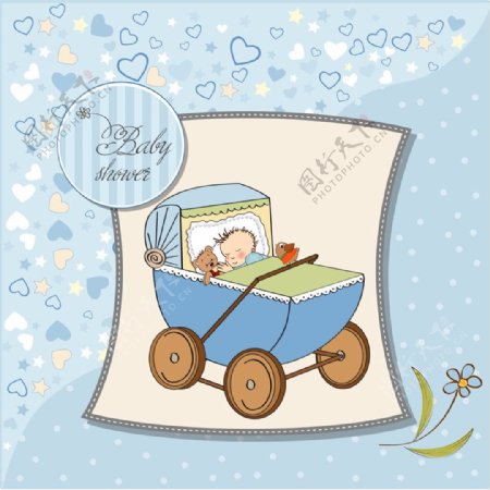蓝色的婴儿车设计图片